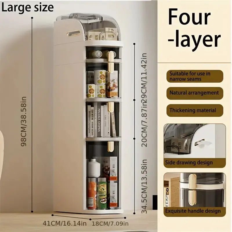 UFORU 4-tier slim cabinet feature highlights overview graphic