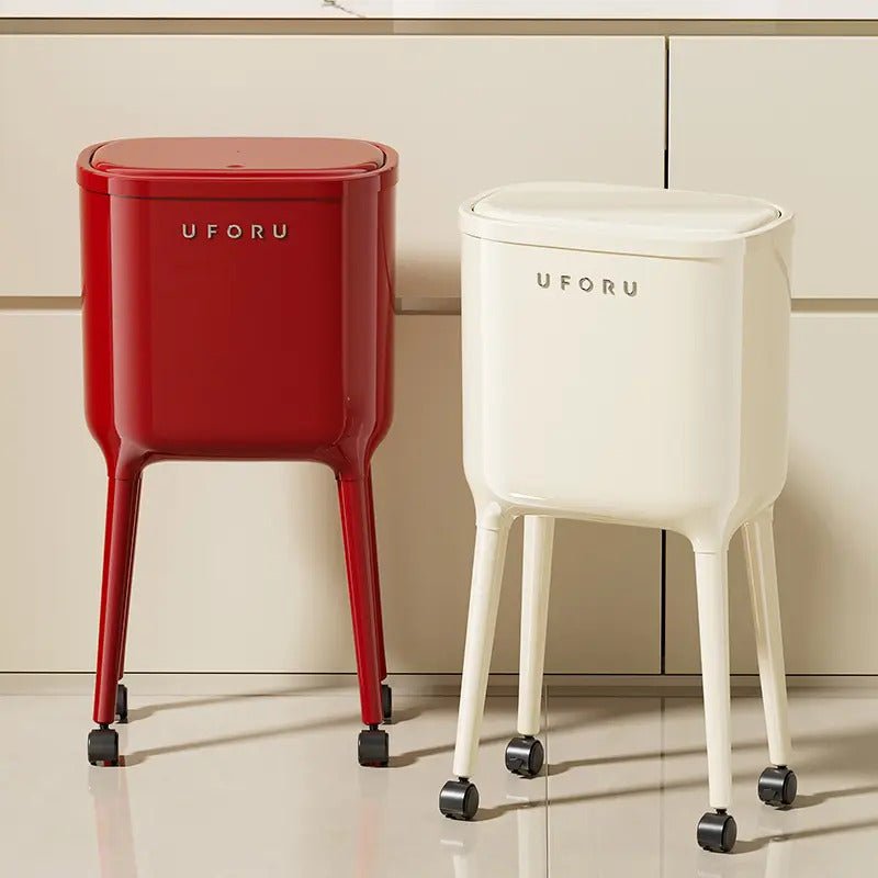 UFORU Slim Rolling Trash Can with Lockable Wheels and Odor Sealing Lid