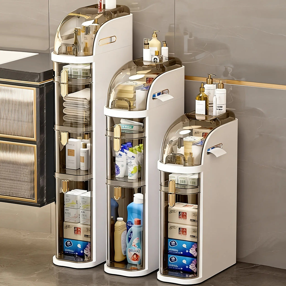 4-tier slim bathroom storage cabinet for small apartment spaces