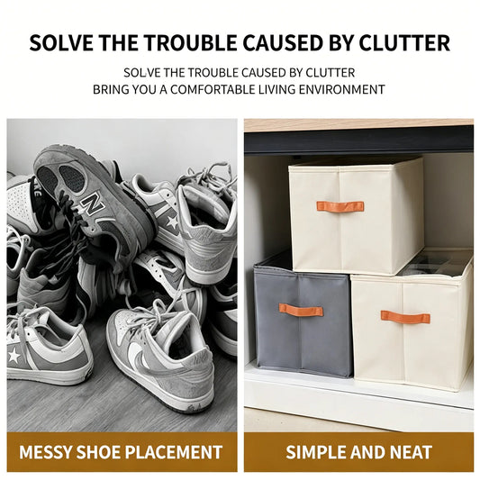 UFORU foldable fabric shoe box clear lid open view